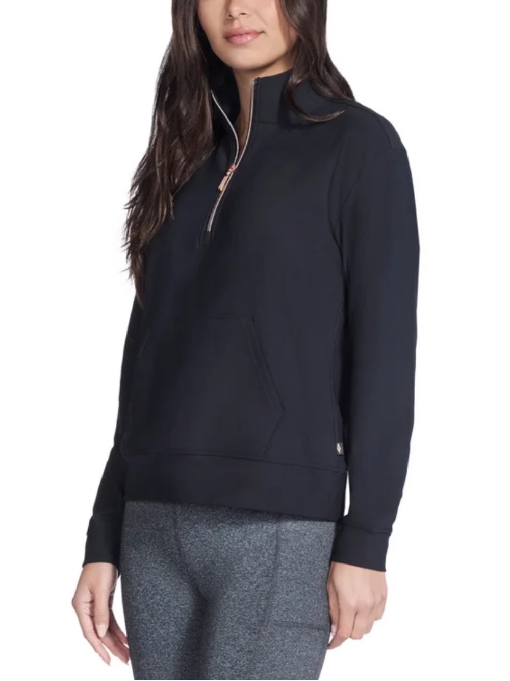 Skechers Black Quarter-Zip Pullover with Kangaroo Pocket